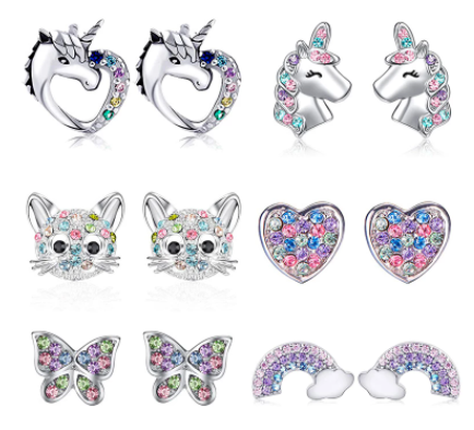 Kolczyki dziecięce Jednorożec Kryształki 054