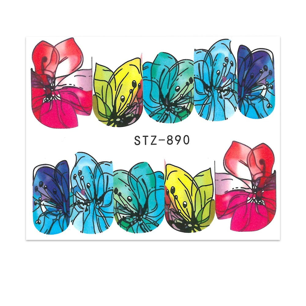Naklejki wodne do paznokci kwiaty STZ-890