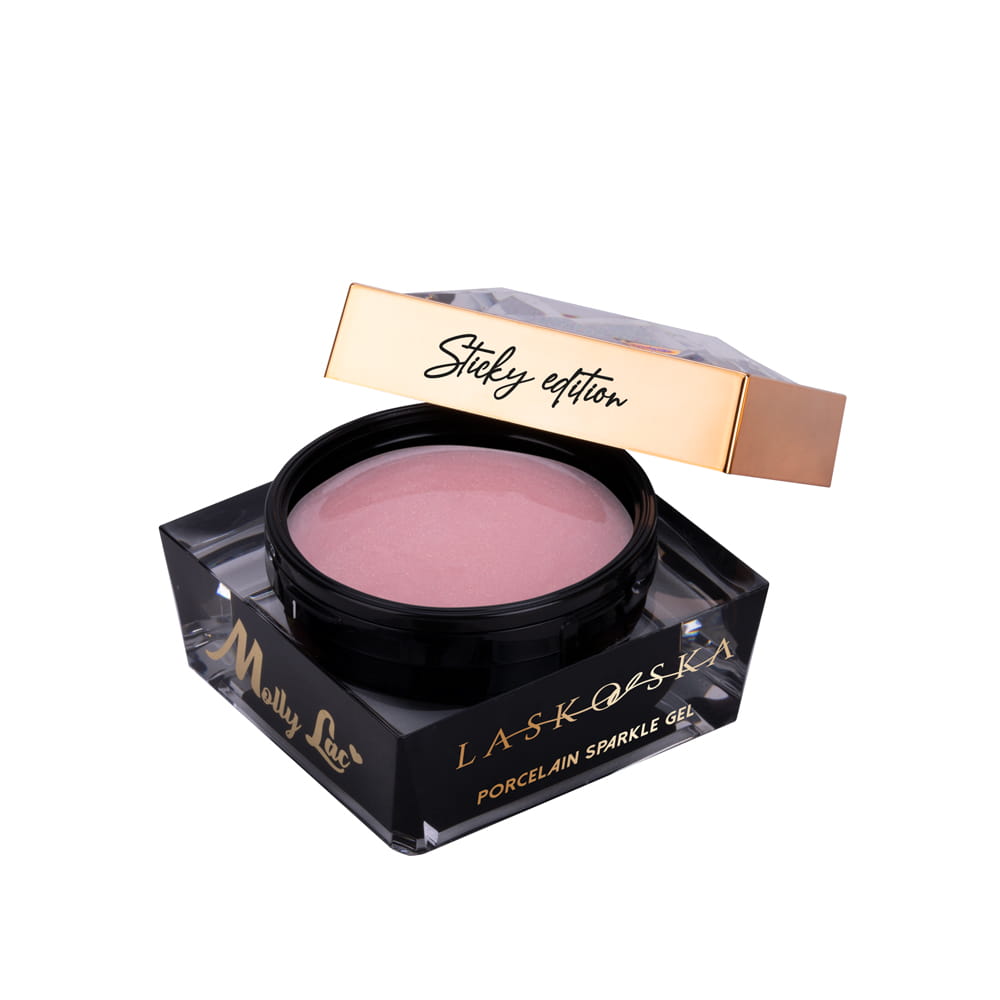 Żel budujący do paznokci Porcelain Sparkle Gel Sticky Edition Laskovska Natural Pink MollyLac 15 g