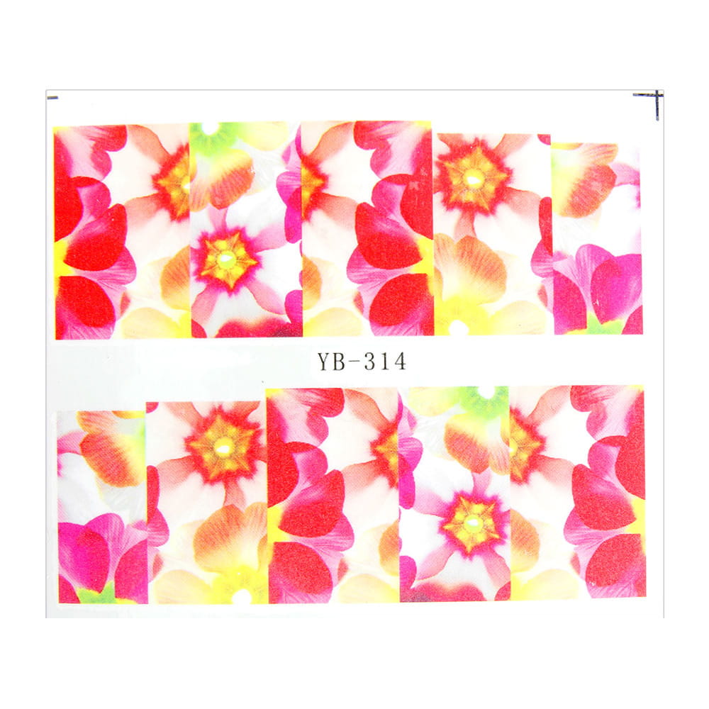 Naklejki wodne do paznokci arkusz 6,5 x 5,5 cm na 10 palców yb Nr 314