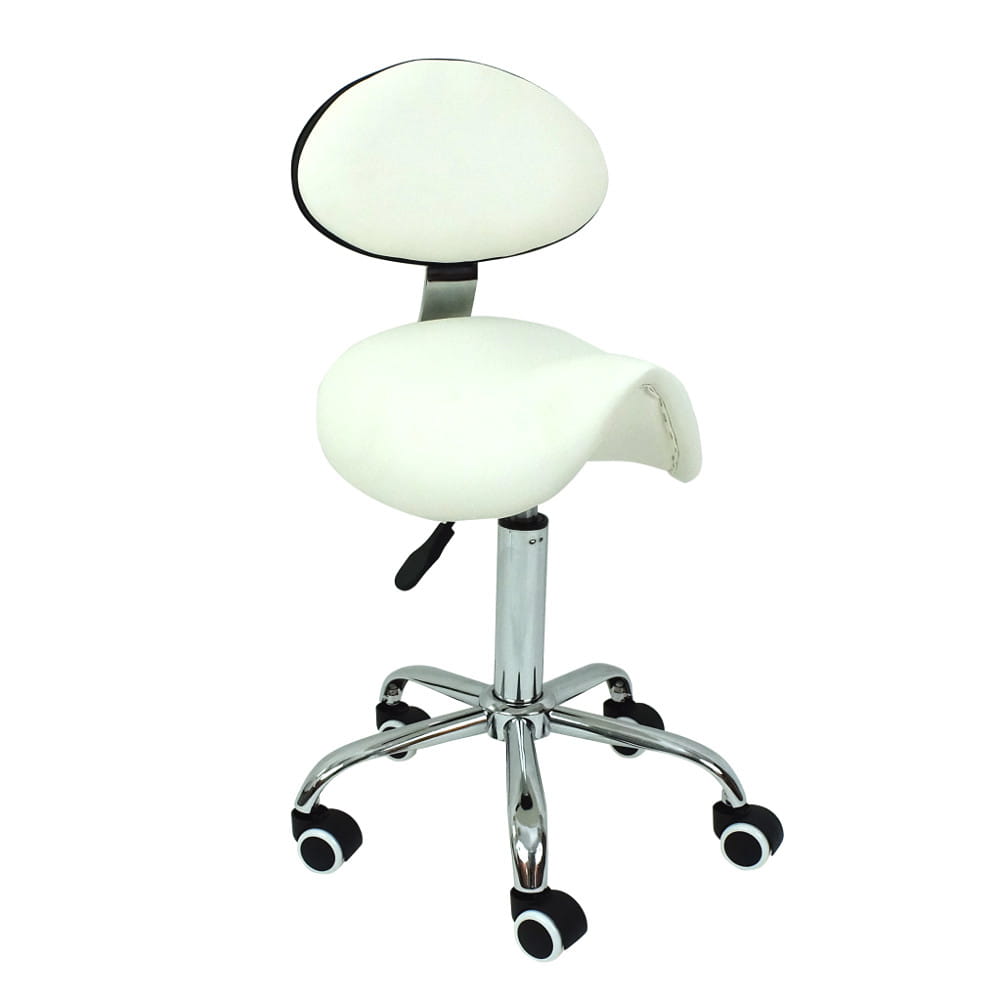 CO Taboret kosmetyczny OPTIMA z oparciem biały CN00566