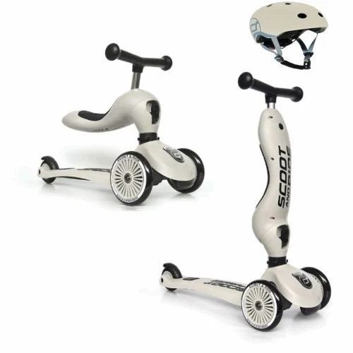 ScootandRide Highwaykick1 - hulajnoga, jeździk 2 w 1+ kask XXS-S-Ash