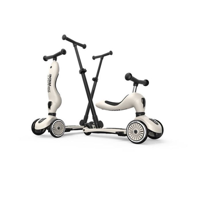 ScootandRide Highwaykick1 Push and Go 2w1 - jeździk i hulajnoga z rączką do prowadzenia-Ash