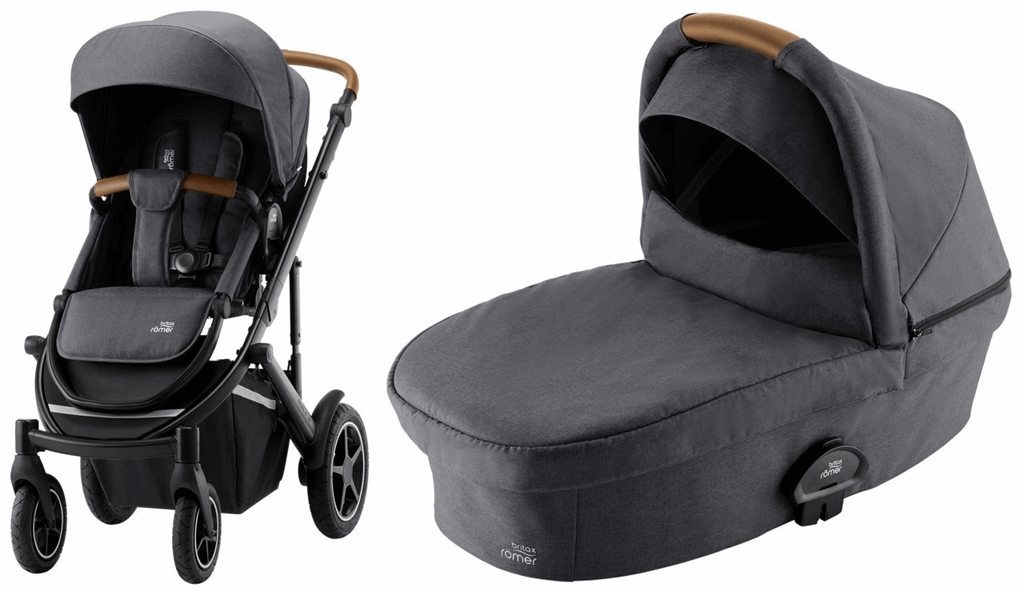 Britax Romer, Smile 3 Komfort 3w1 - wózek głęboko - spacerowy z fotelikiem od urodzenia do około 15 miesiąca życia-Midnight Grey-Indigo Blue