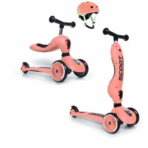 ScootandRide Highwaykick1 - hulajnoga, jeździk 2 w 1+ kask XXS-S-Peach