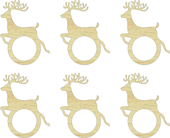 Drewniane obrączki na serwetki pierścienie, drewniane ringi Renifer baza do makramy, zawieszka świąteczna (1 op. / 6 szt.)