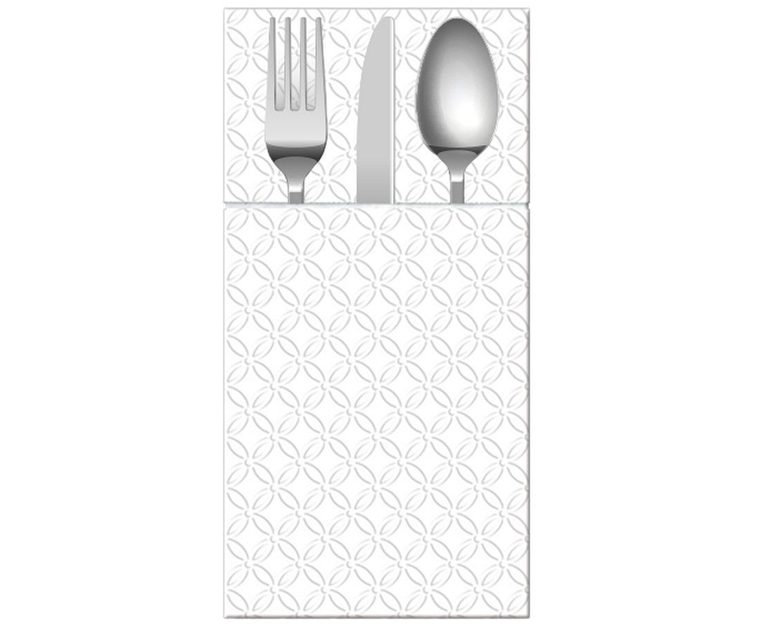 Serwetki białe etui, kieszonki na sztućce Komunia Chrzest Urodziny Ślub 16 szt