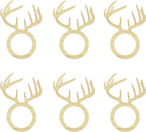 Drewniane obrączki na serwetki pierścienie drewniane ringi Renifer baza do makramy, zawieszka świąteczna (1 op. / 6 szt.)