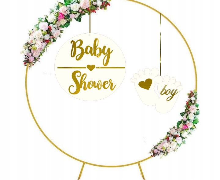 Baner na Baby Shower Tablica Ścianka różowe złote lustro zestaw