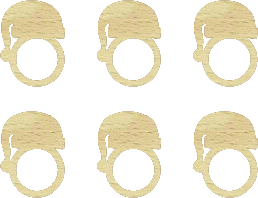 Drewniane obrączki na serwetki pierścienie, drewniane ringi czapka Mikołaja baza do makramy, zawieszka świąteczna (1 op. / 6 szt.)