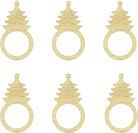 Drewniane obrączki na serwetki pierścienie, drewniane ringi Choinka baza do makramy, zawieszka świąteczna (1 op. / 6 szt.)