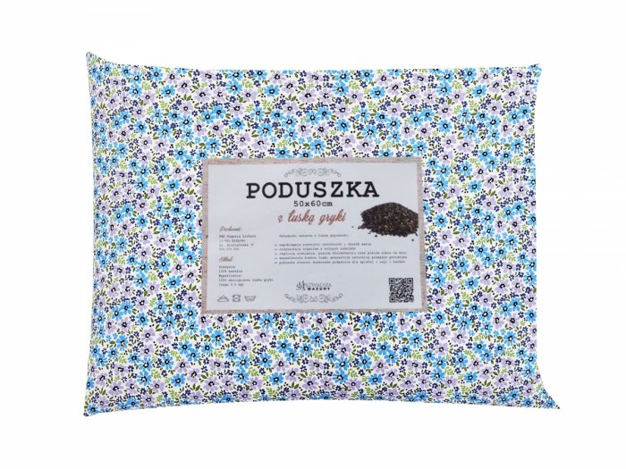 Poduszka z łuską gryki 50x60 wz. 4 niebieskie kwiatki