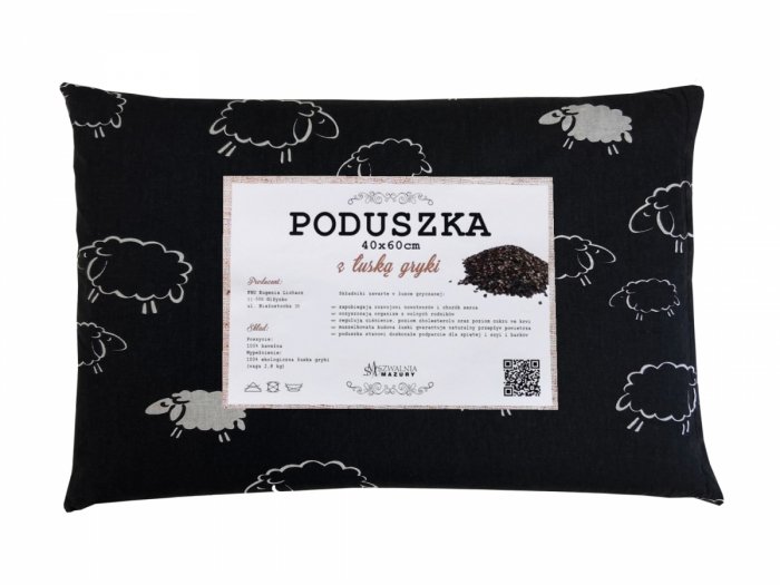 Poduszka z łuską gryki 40x60 wz. 8 baranki czarne
