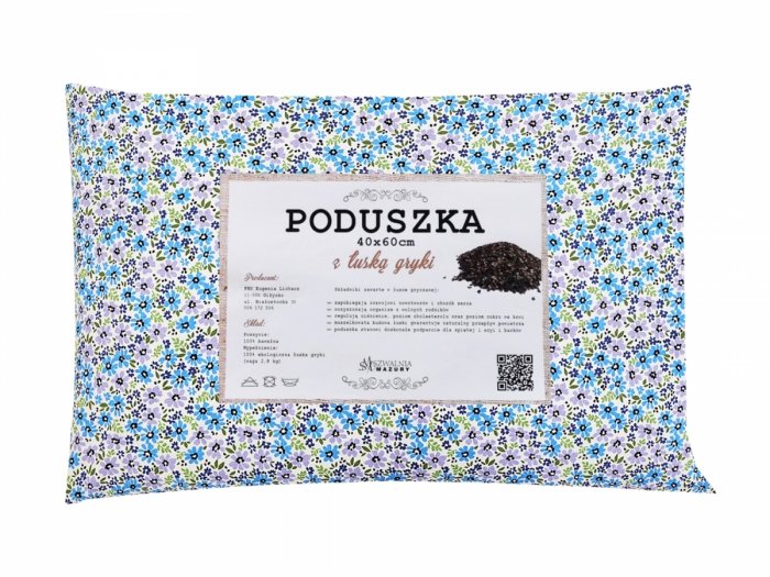 Poduszka z łuską gryki 40x60 wz. 4 niebieskie kwiatki