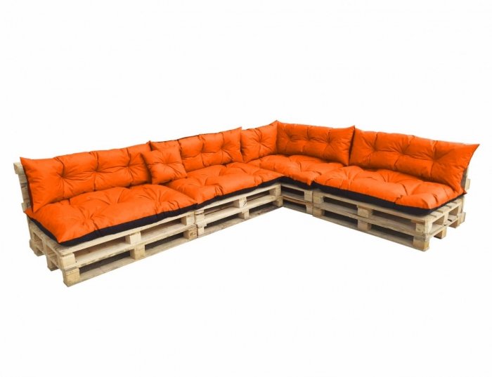 Duży komplet poduszek ogrodowych na palety wz. Pomarańczowy