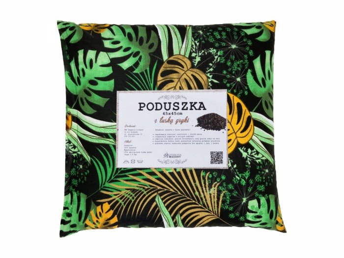 Poduszka z łuską gryki 45x45 wz. 6 tropikalny zielony