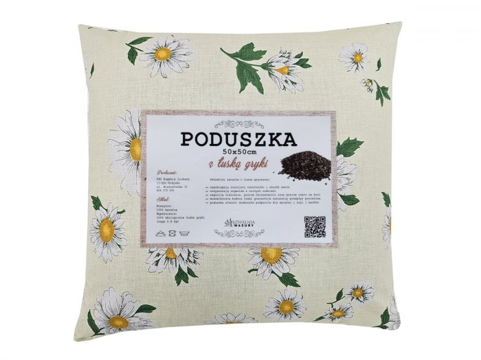 Poduszka z łuską gryki 50x50 wz. 2 rumianek
