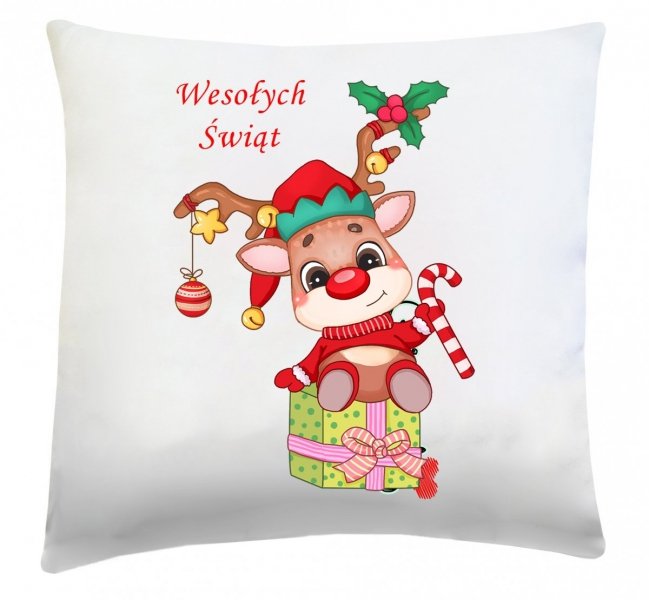 Poduszka świąteczna 40x40 wz. Wesoły Renifer 2