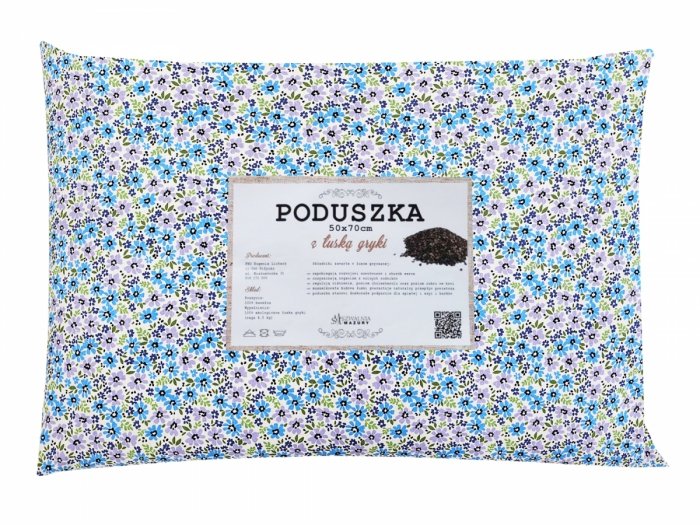 Poduszka z łuską gryki 50x70 wz. 4 niebieskie kwiatki