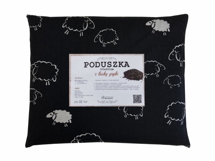 Poduszka z łuską gryki 50x60 wz. 8 baranki czarne