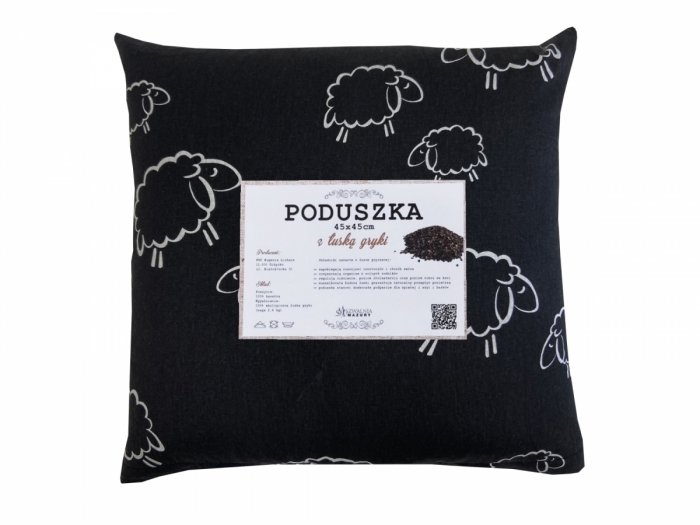 Poduszka z łuską gryki 45x45 wz. 8 baranki czarne