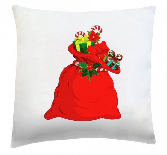 Poduszka świąteczna 40x40 wz. Worek z prezentami