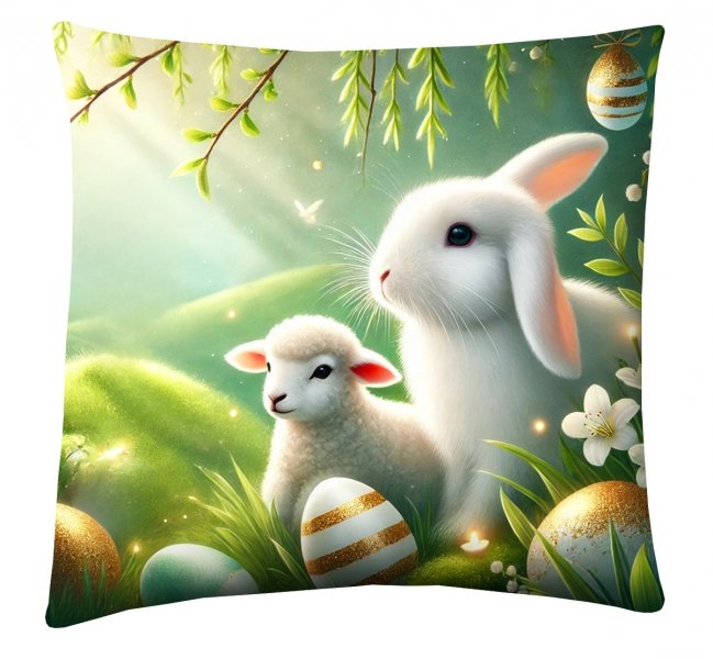 Poduszka z nadrukiem dwustronnym 40x40 Królik z Barankiem 1