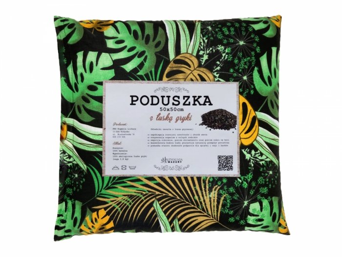 Poduszka z łuską gryki 50x50 wz. 6 tropikalny zielony