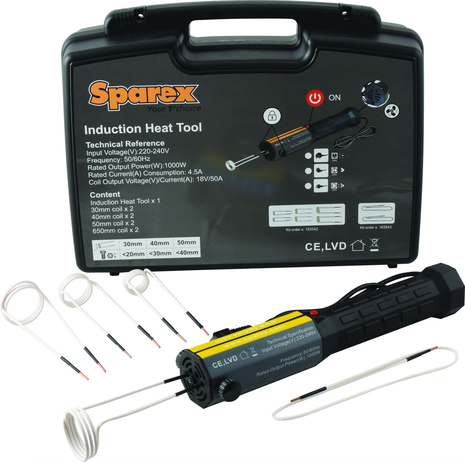 Grzałka indukcyjna 1000W z zestawem cewek 163540