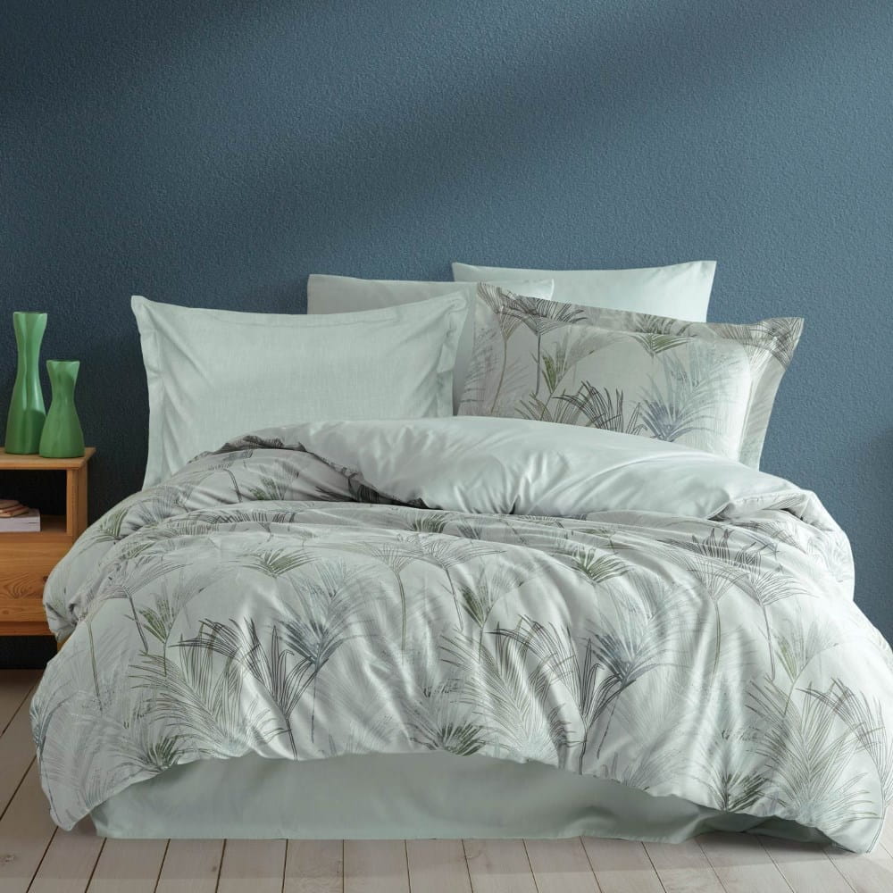 Komplet pościel 220x200 bawełniana gruba satyna w pudełku Palmiro zielony