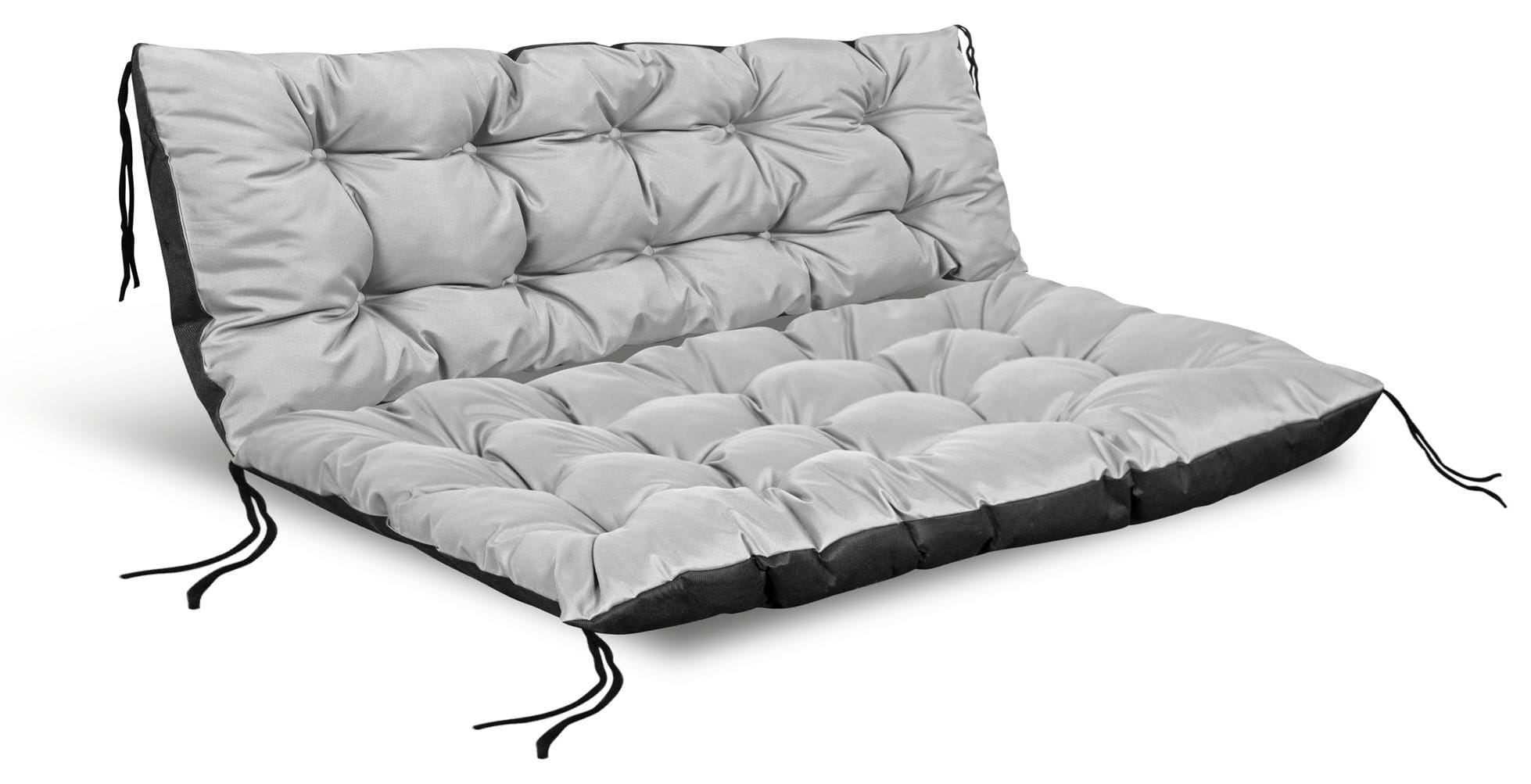 Poduszka ogrodowa 120/80 cm + 120/40 cm na ławkę palety wodoodporna jasnoszara