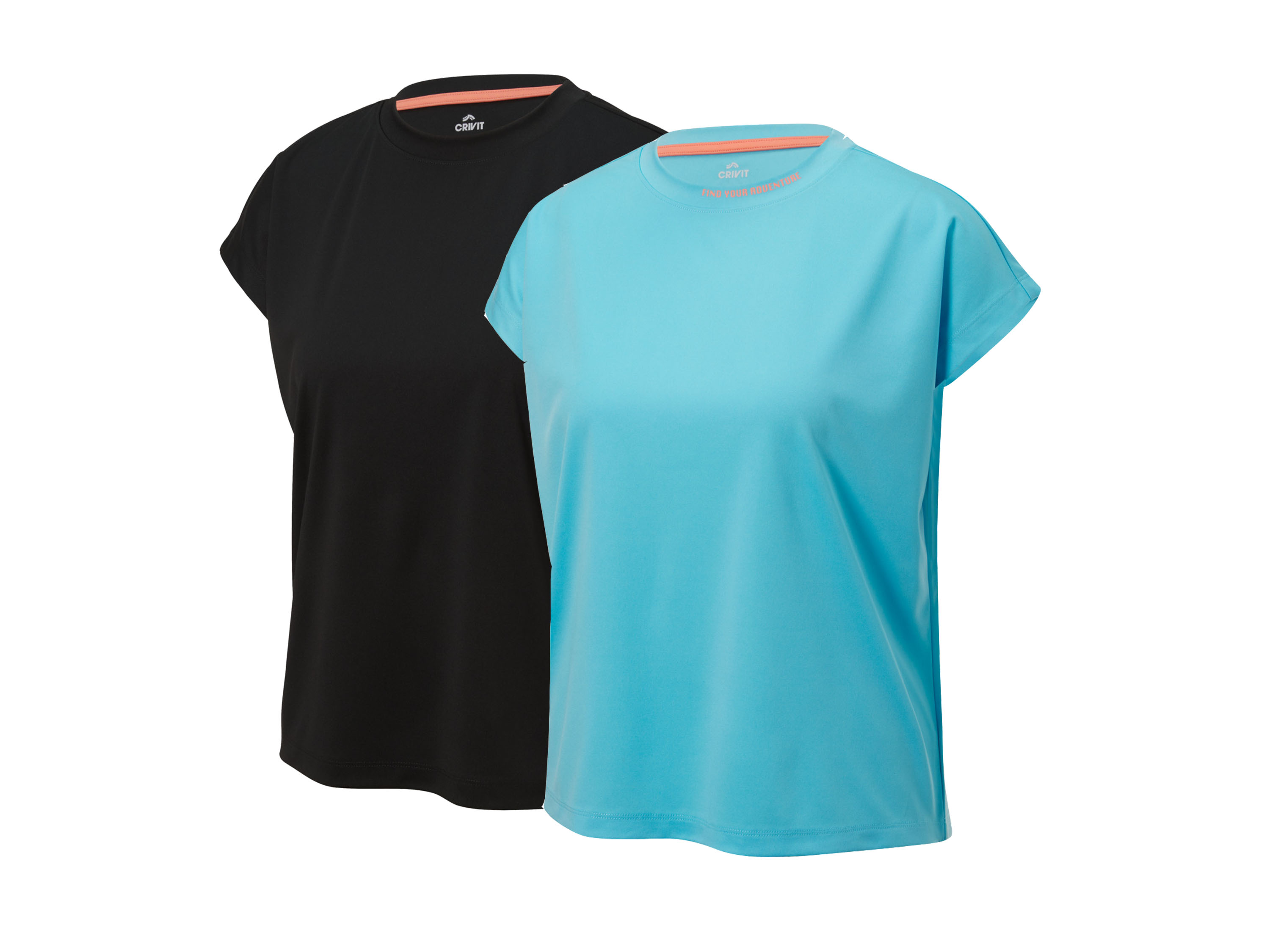 Crivit Koszulka funkcyjna damska, 2 sztuki Turkusowy/czarny, XS 32/34