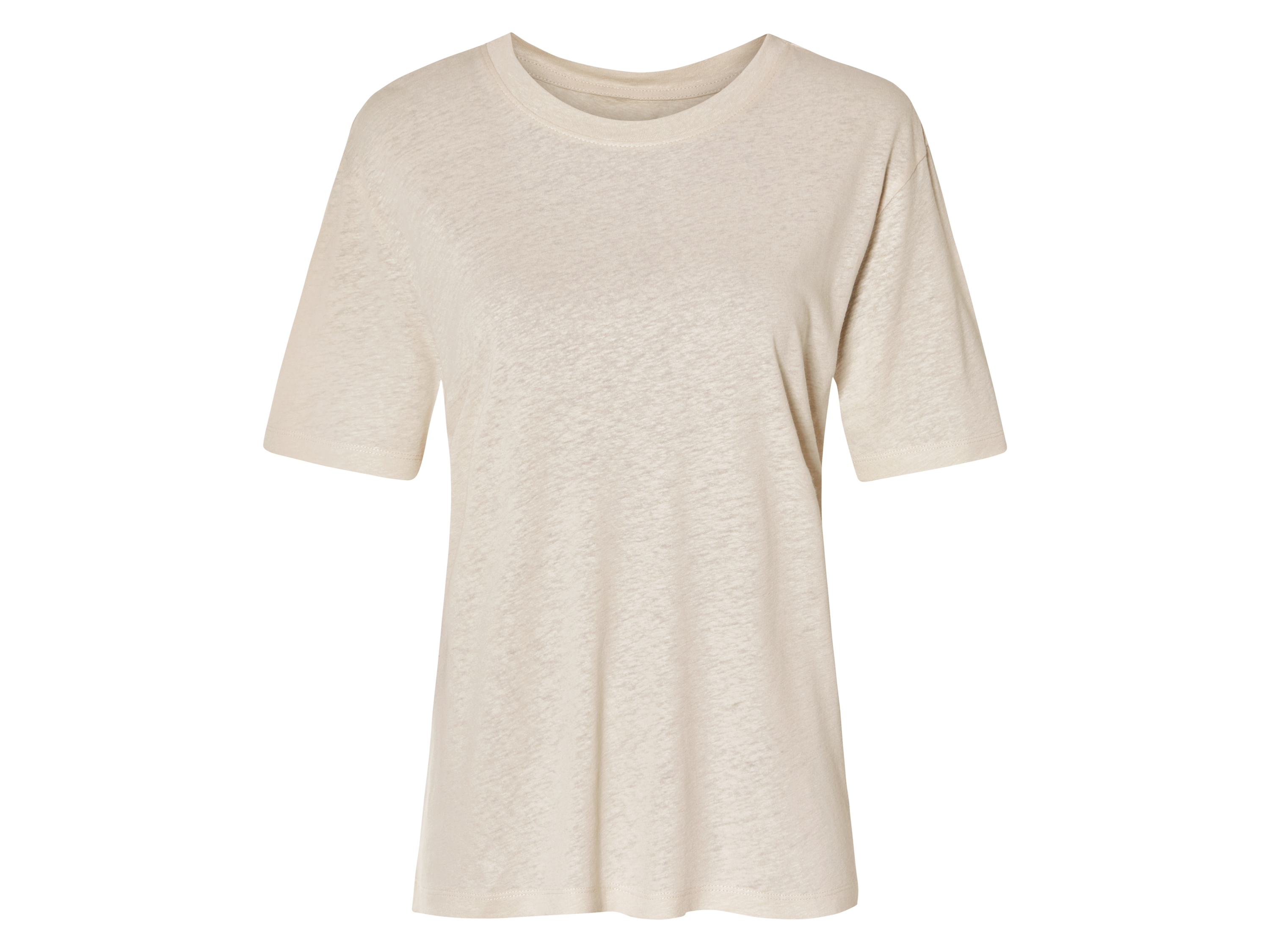 esmara T-shirt damski z lnem i wiskozą Beżowy, XS 32/34