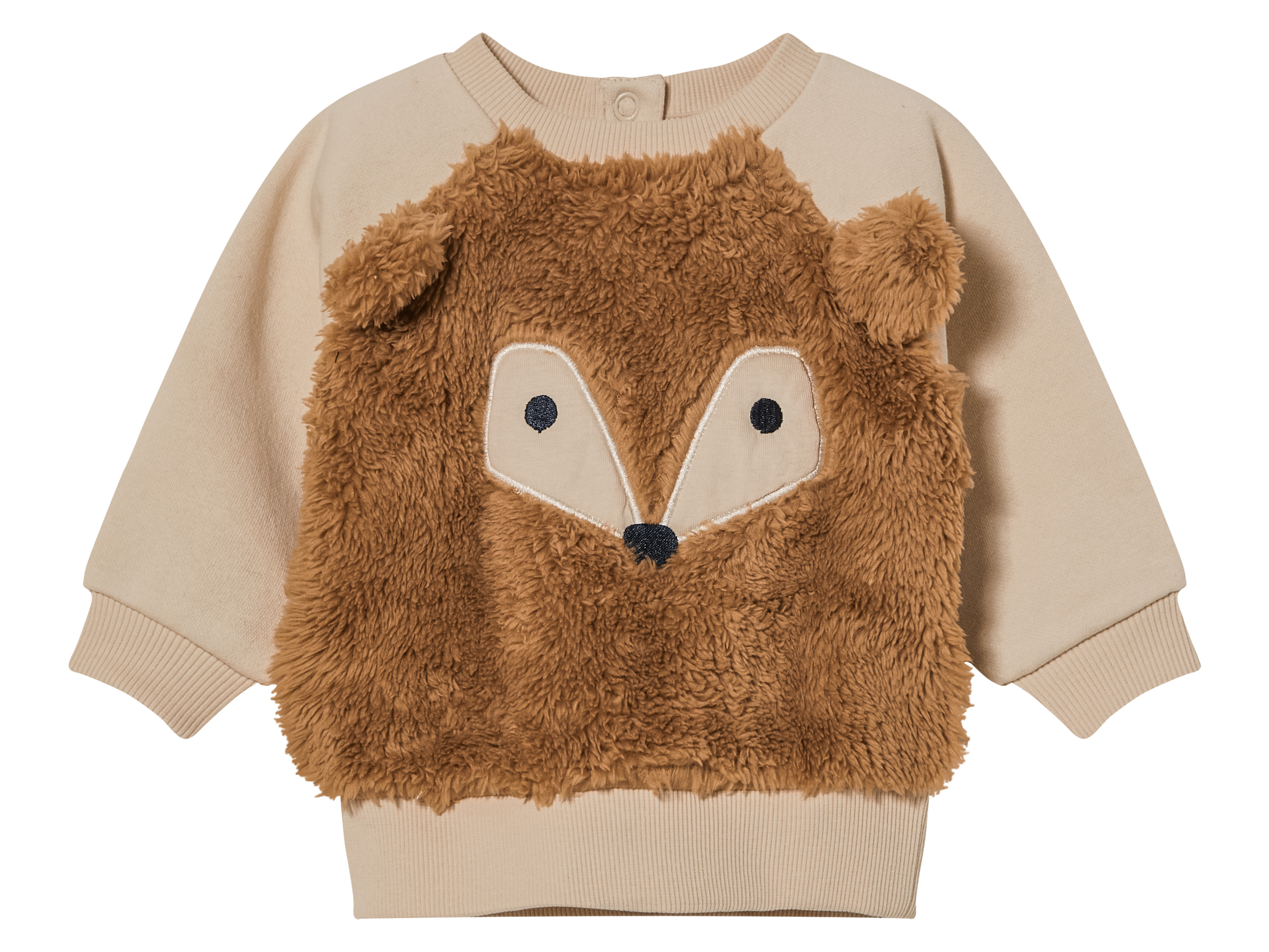 lupilu Pluszowy sweterek niemowlęcy z haftem 50/56, Beżowy