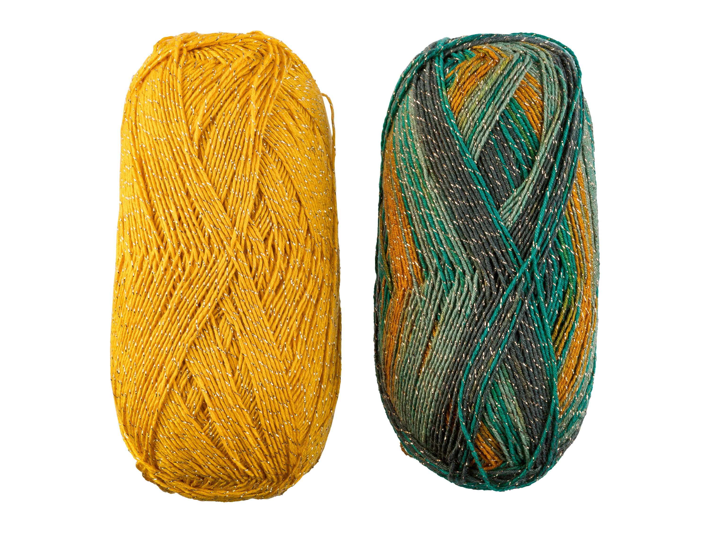 crelando Włóczka brokatowa na skarpetki, 2 sztuki Żółty/zielony