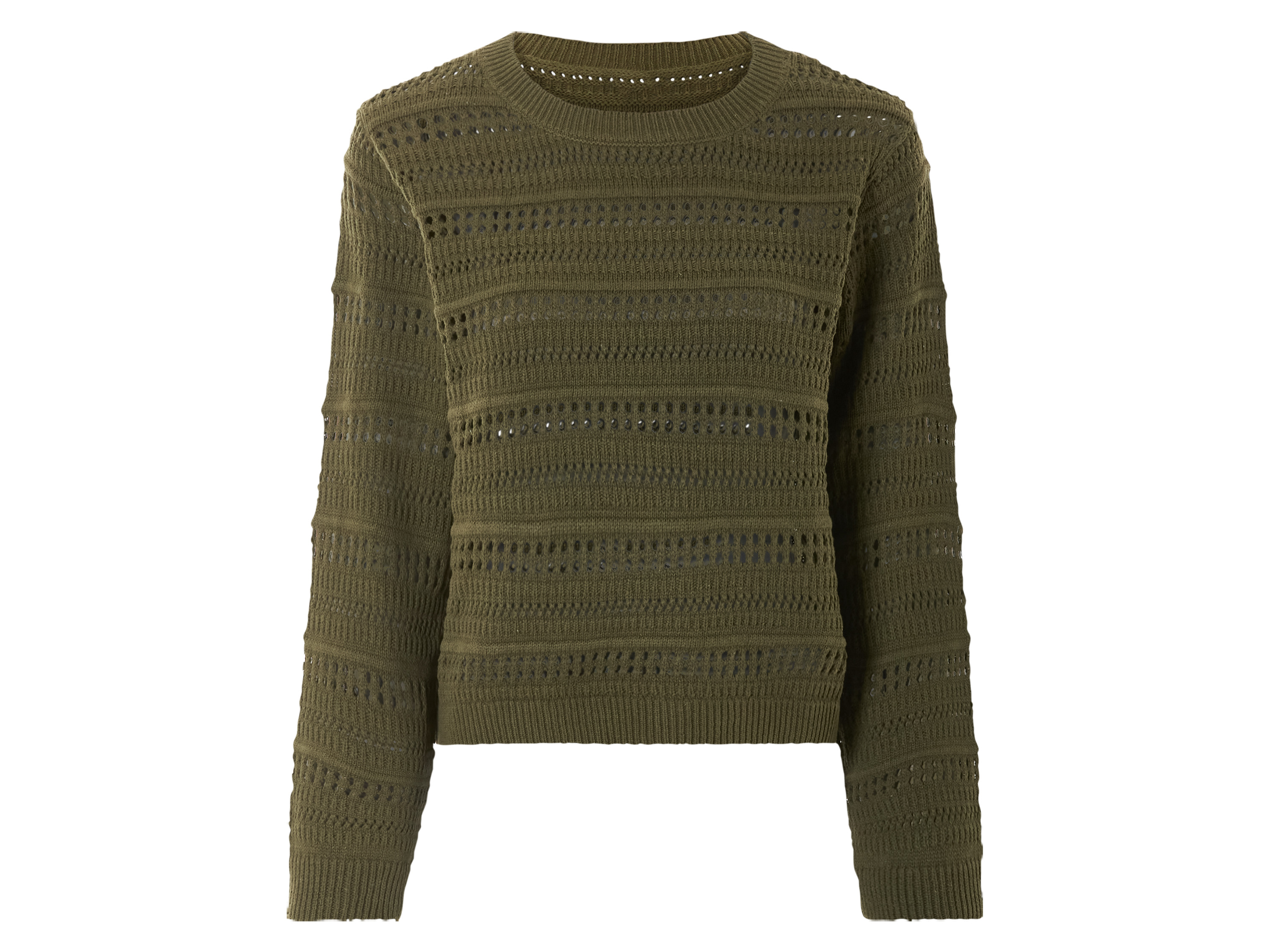 esmara Sweter ażurowy damski Khaki, XS 32/34