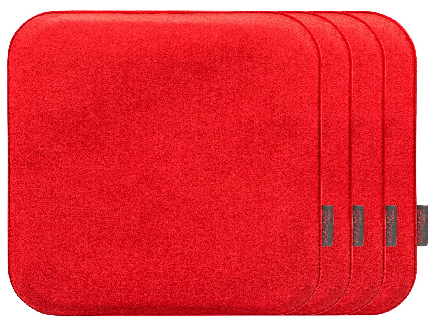 Komplet 4 poduszek na krzesło Magma Avaro Czworokątny, Czerwony