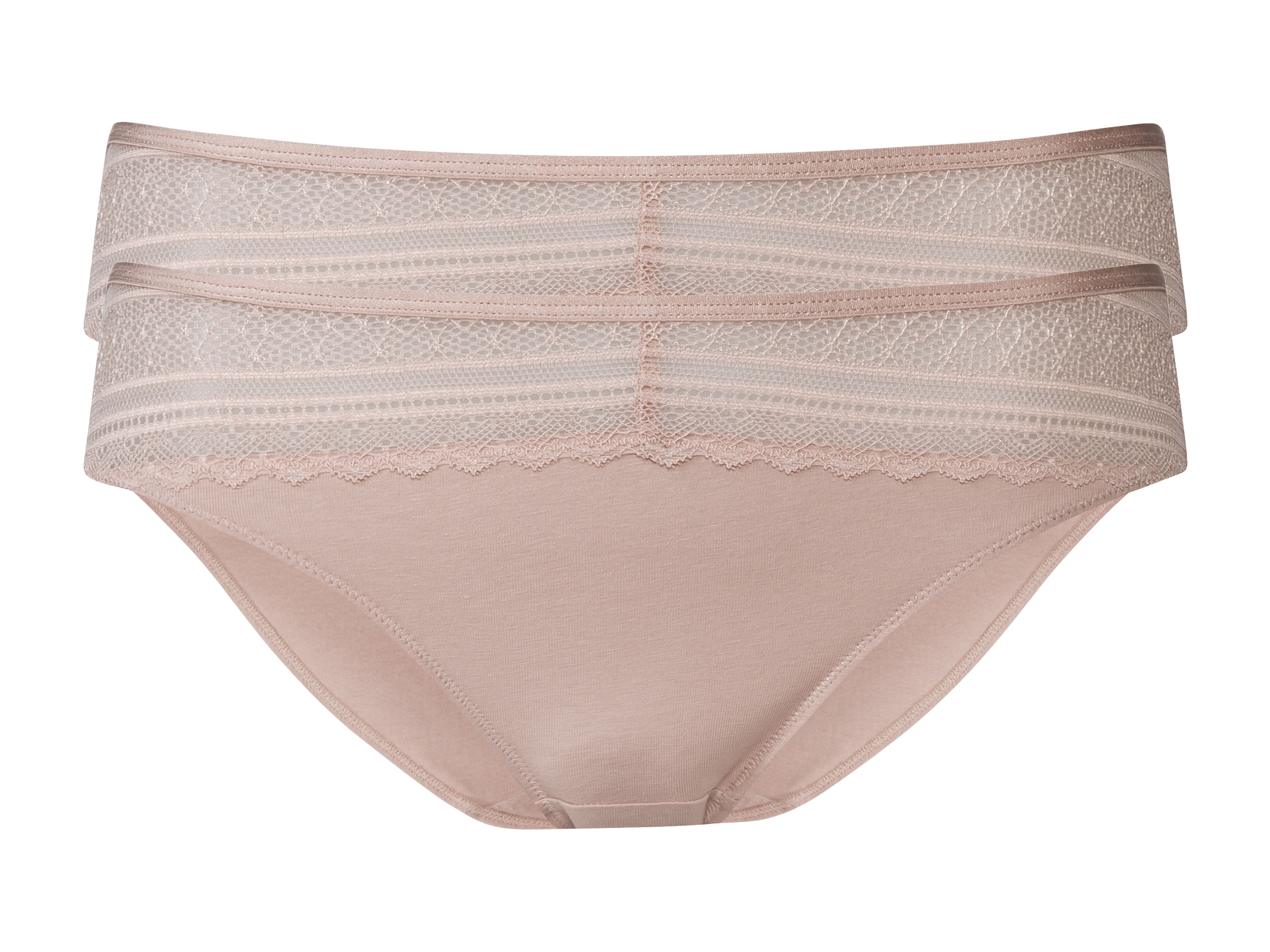 esmara Majtki damskie z koronką, z bawełną, 2 pary XS 32/34, Różowy