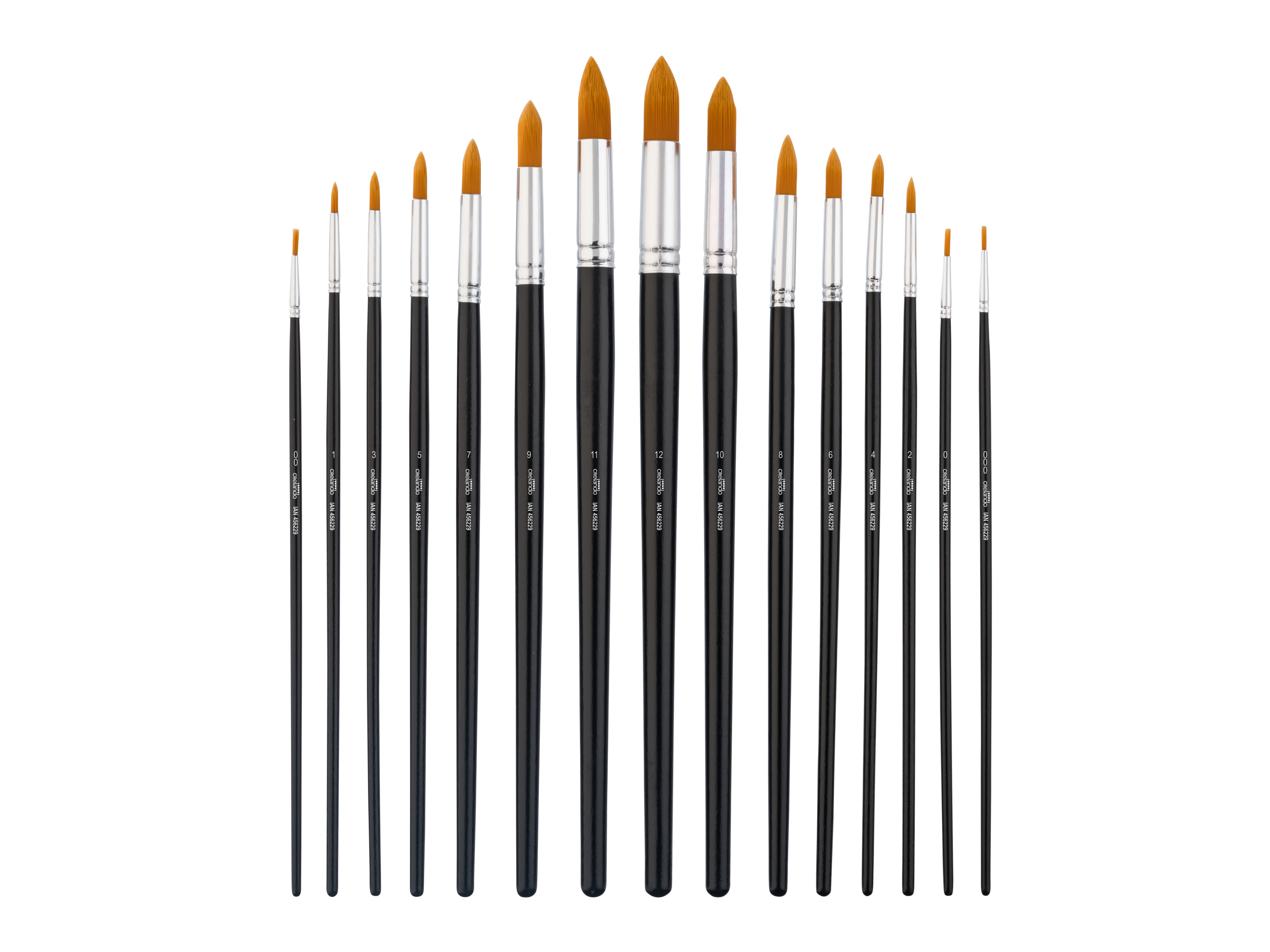 crelando Zestaw pędzli nylonowych Okrągłe/ 15 sztuk