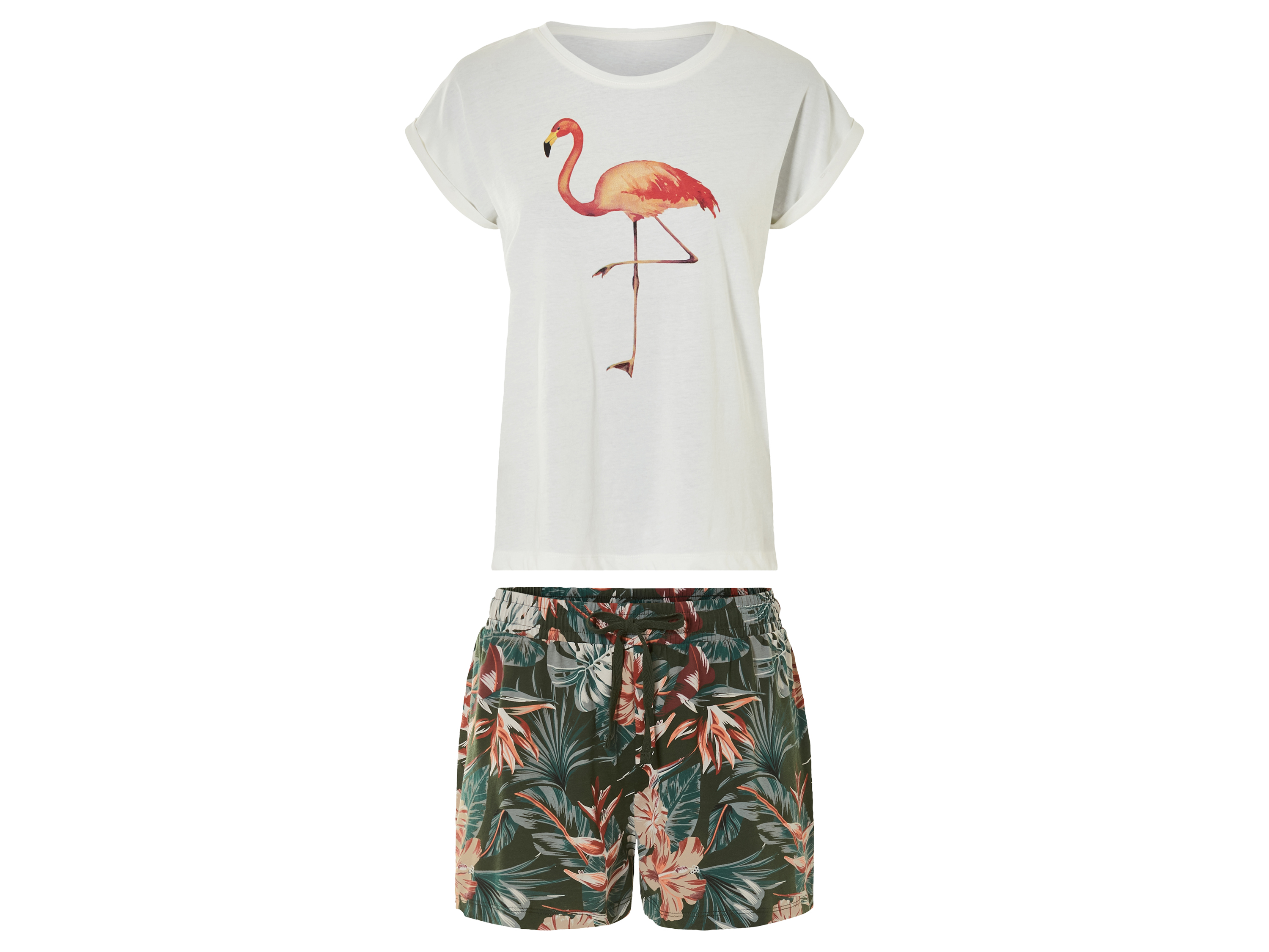 esmara Piżama damska z bawełny Biały/zielony, XS 32/34