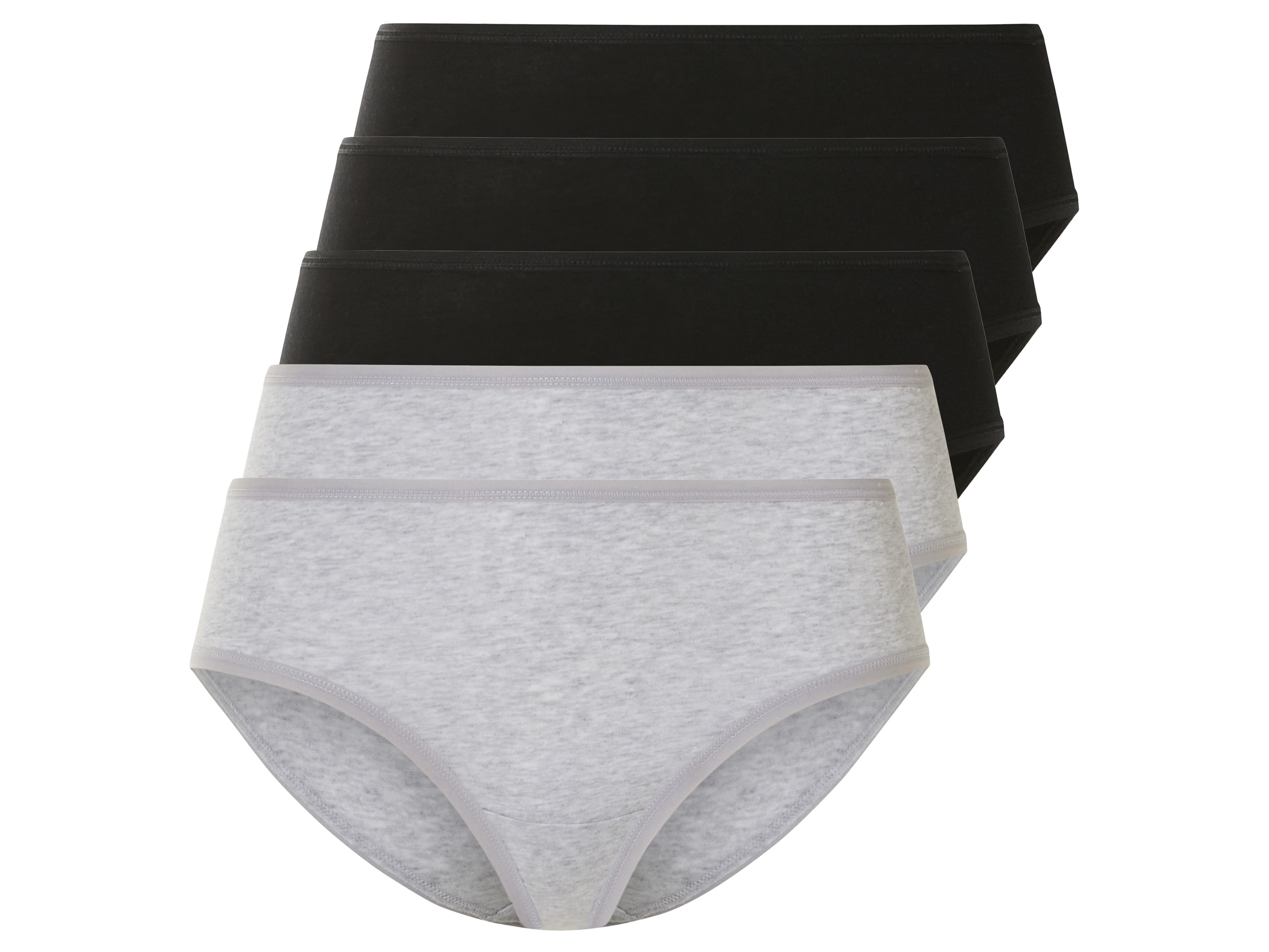 esmara Majtki hipstery damskie z bawełny, 5 par Czarny/ szary, XS 32/34