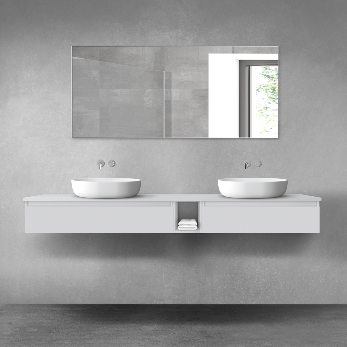 Darmowa Dostawa - Zestaw mebli łazienkowych 200x46.4x25.2 cm podumywalkowa wisząca szara Oltens Vernal 68661700