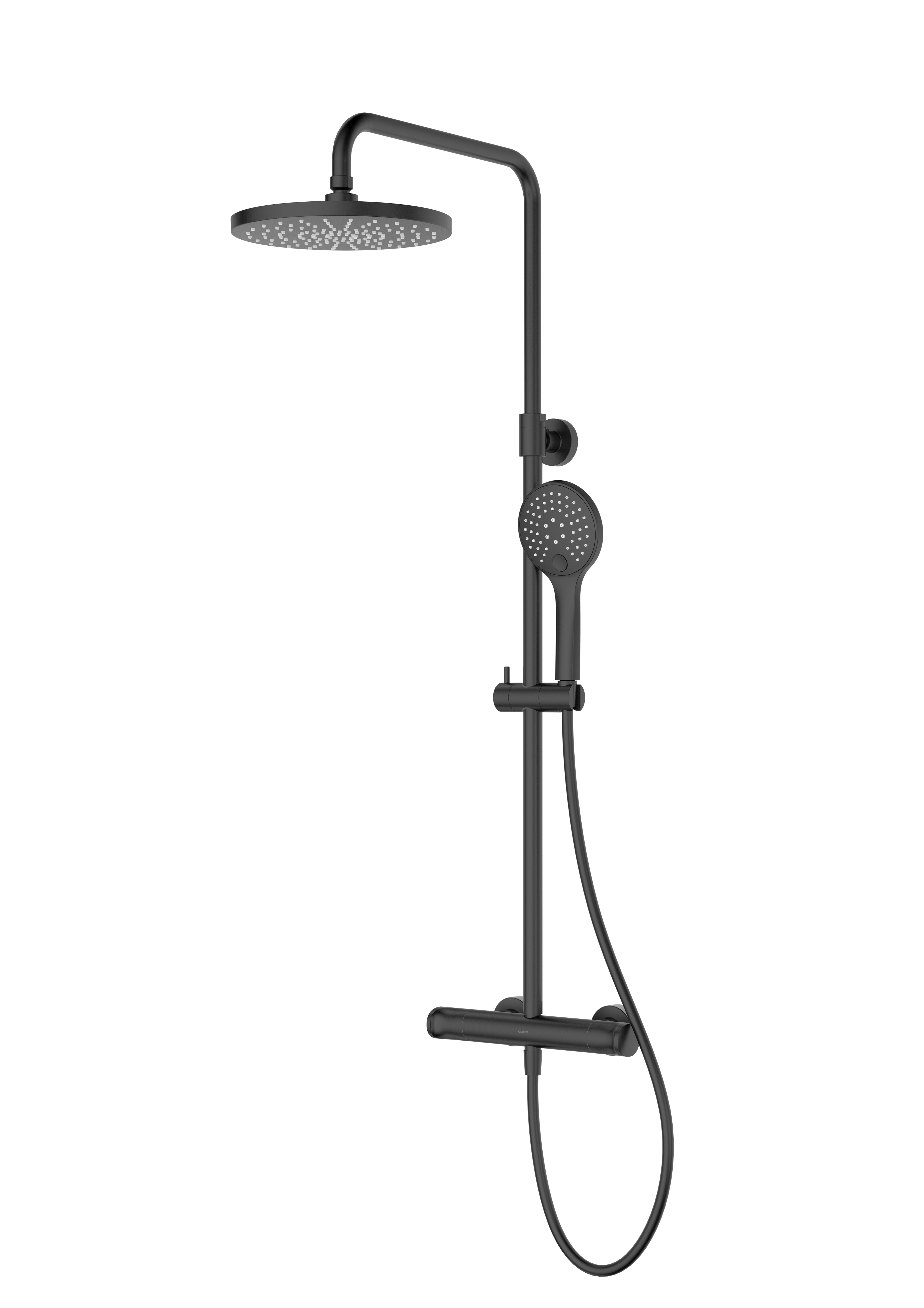 Darmowa Dostawa - Zestaw prysznicowy ścienny termostatyczny z deszczownicą czarny mat Oltens Vatten 36505300