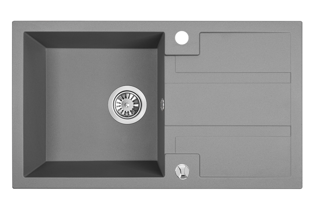 Darmowa Dostawa - Zlewozmywak granitowy 76x44 cm szary/grafitowy/onyx Laveo Barbados SBB511T