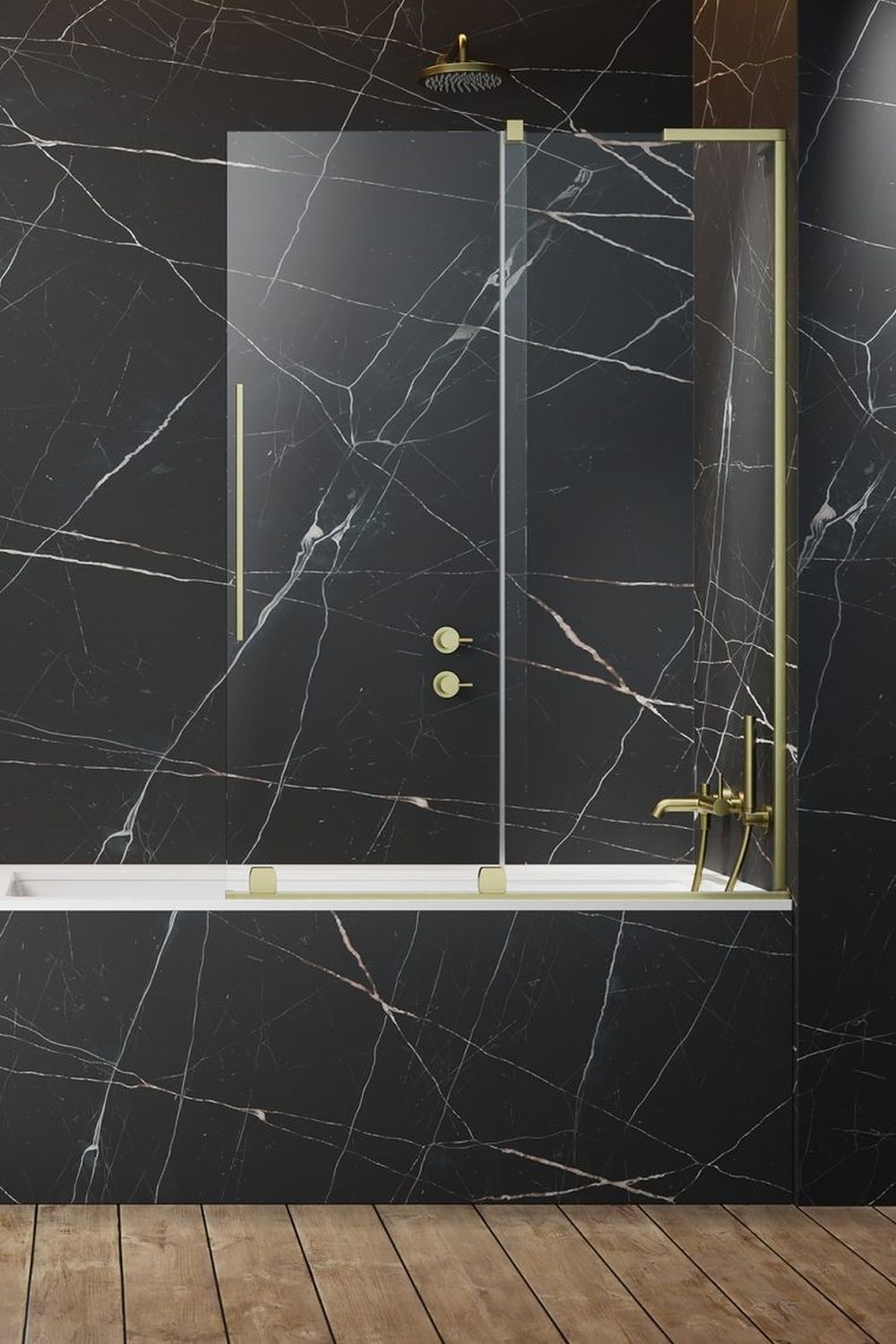 Darmowa Dostawa - Parawan nawannowy dwuczęściowy Radaway Furo SL Brushed Gold PND II 103096389901R/101125940101