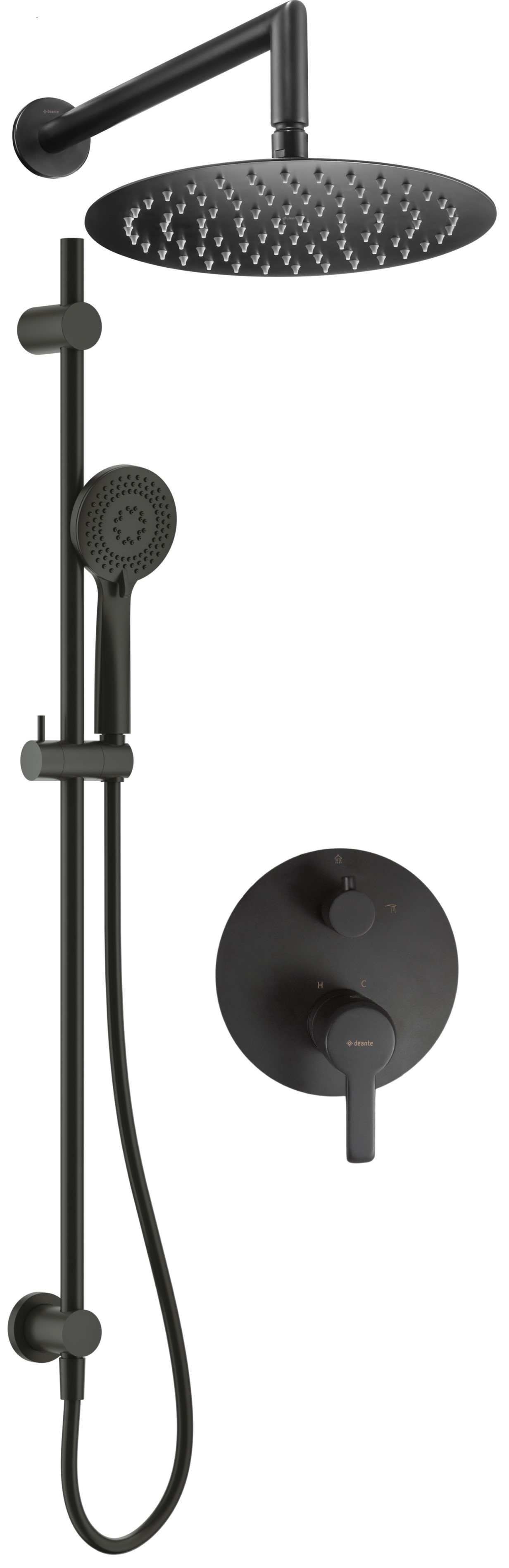 Darmowa Dostawa - Zestaw wannowo-prysznicowy podtynkowy z deszczownicą czarny Deante Arnika NACN6QP