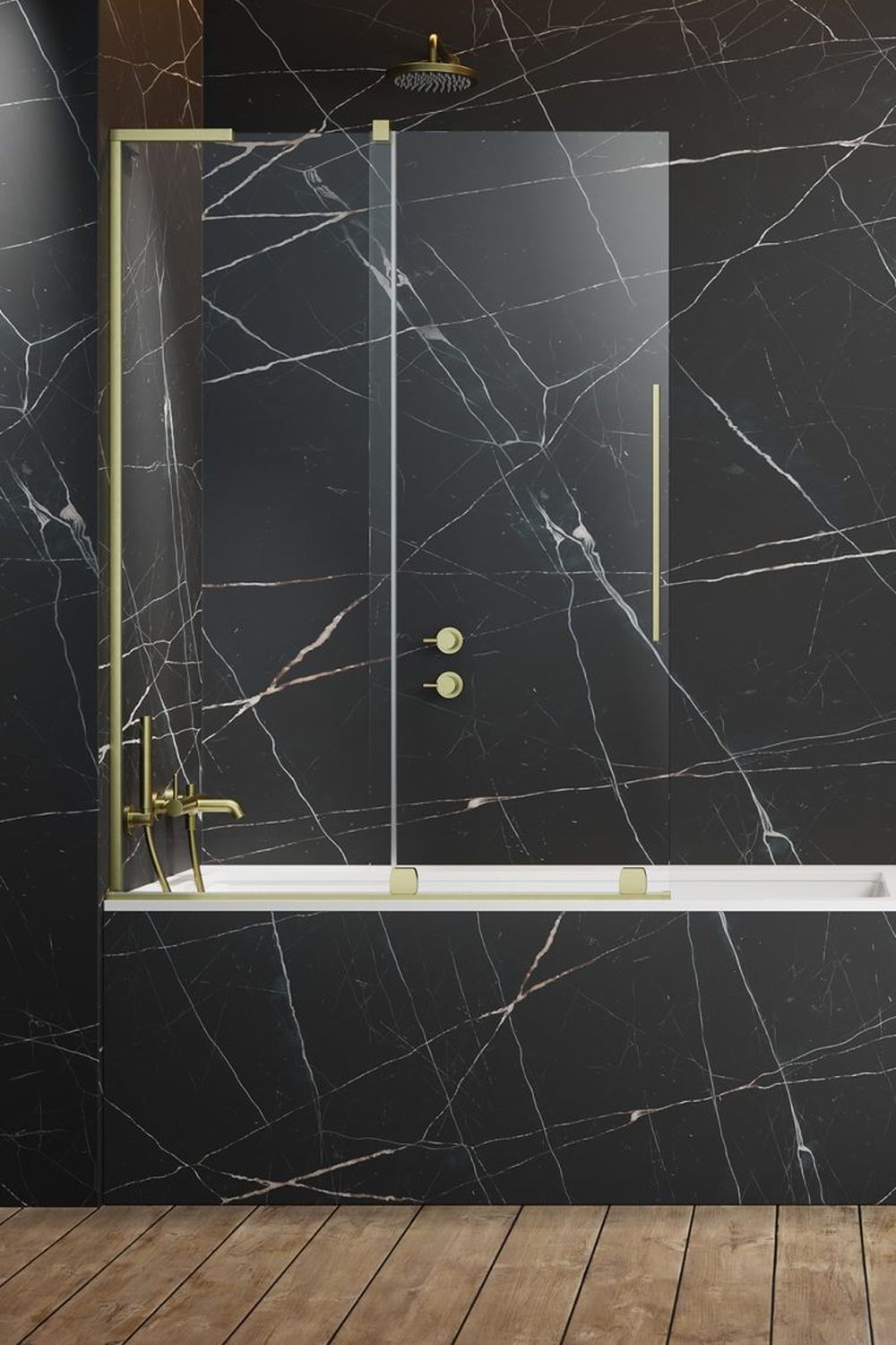 Darmowa Dostawa - Parawan nawannowy dwuczęściowy Radaway Furo SL Brushed Gold PND II 103095389901L/101124940101