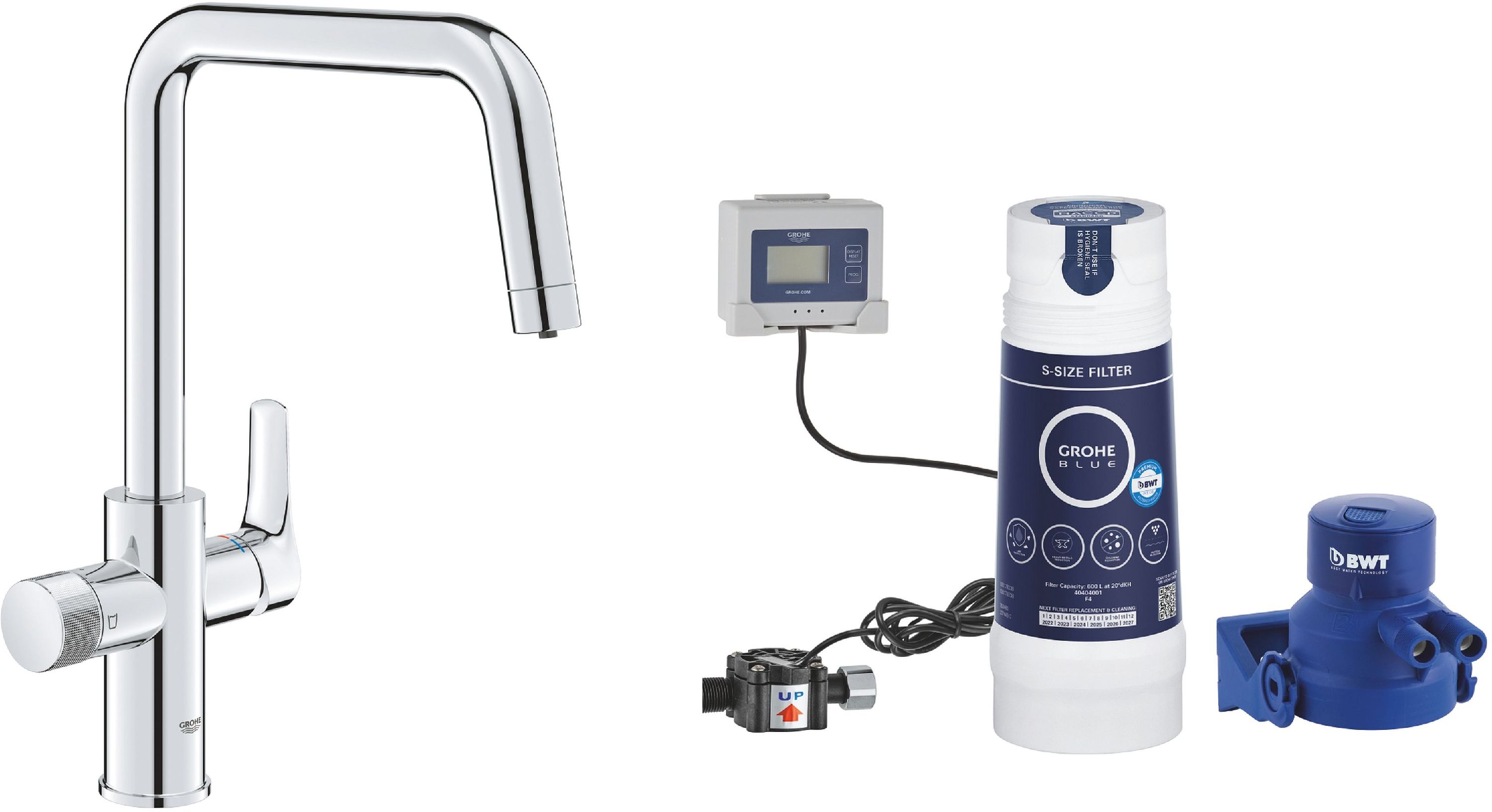 Darmowa Dostawa - Bateria kuchenna stojąca starlight chrome Grohe Blue abset4579