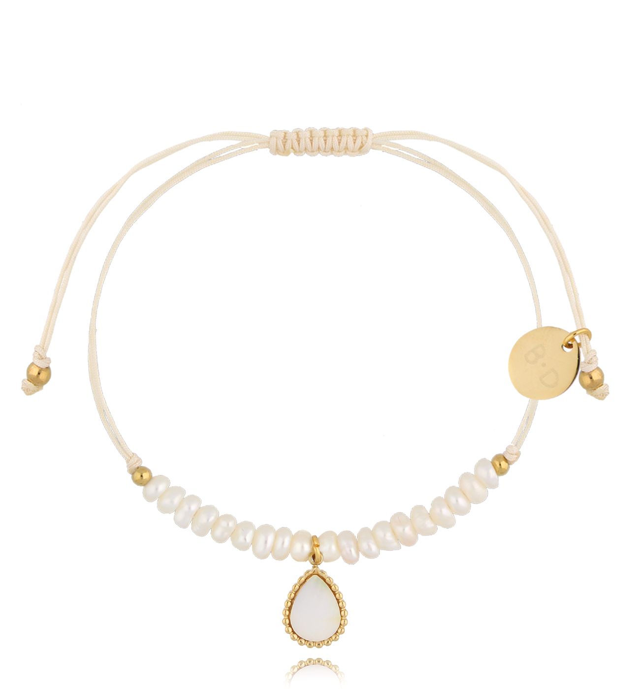 Bransoletka z perełkami i złotą zawieszką Feliz BMT0049 - By Dziubeka