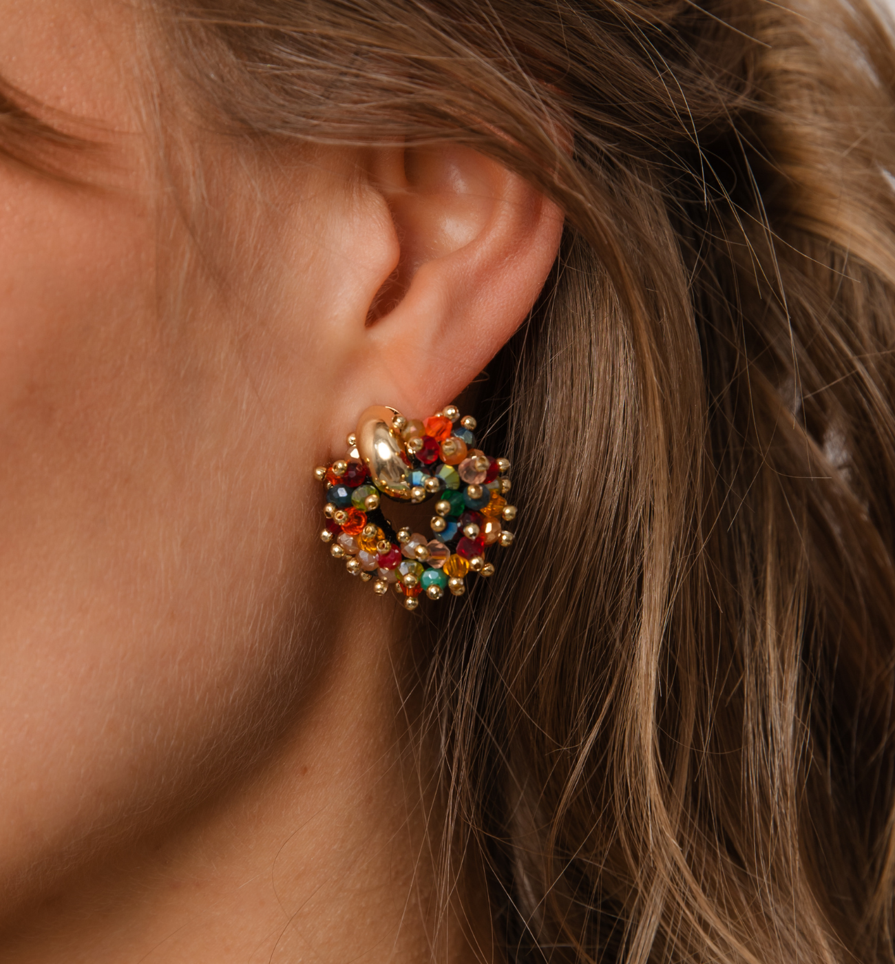 Kolczyki z kolorowymi kryształkami KWE0301 - By Dziubeka